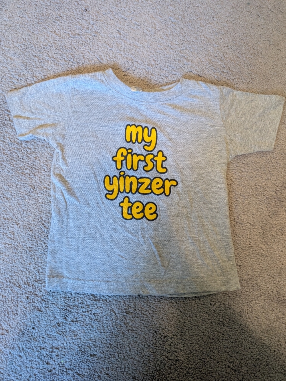 Rabbit Skins Gray Toddler "my first yinzer tee" Graphic T-Shirt 18 Months